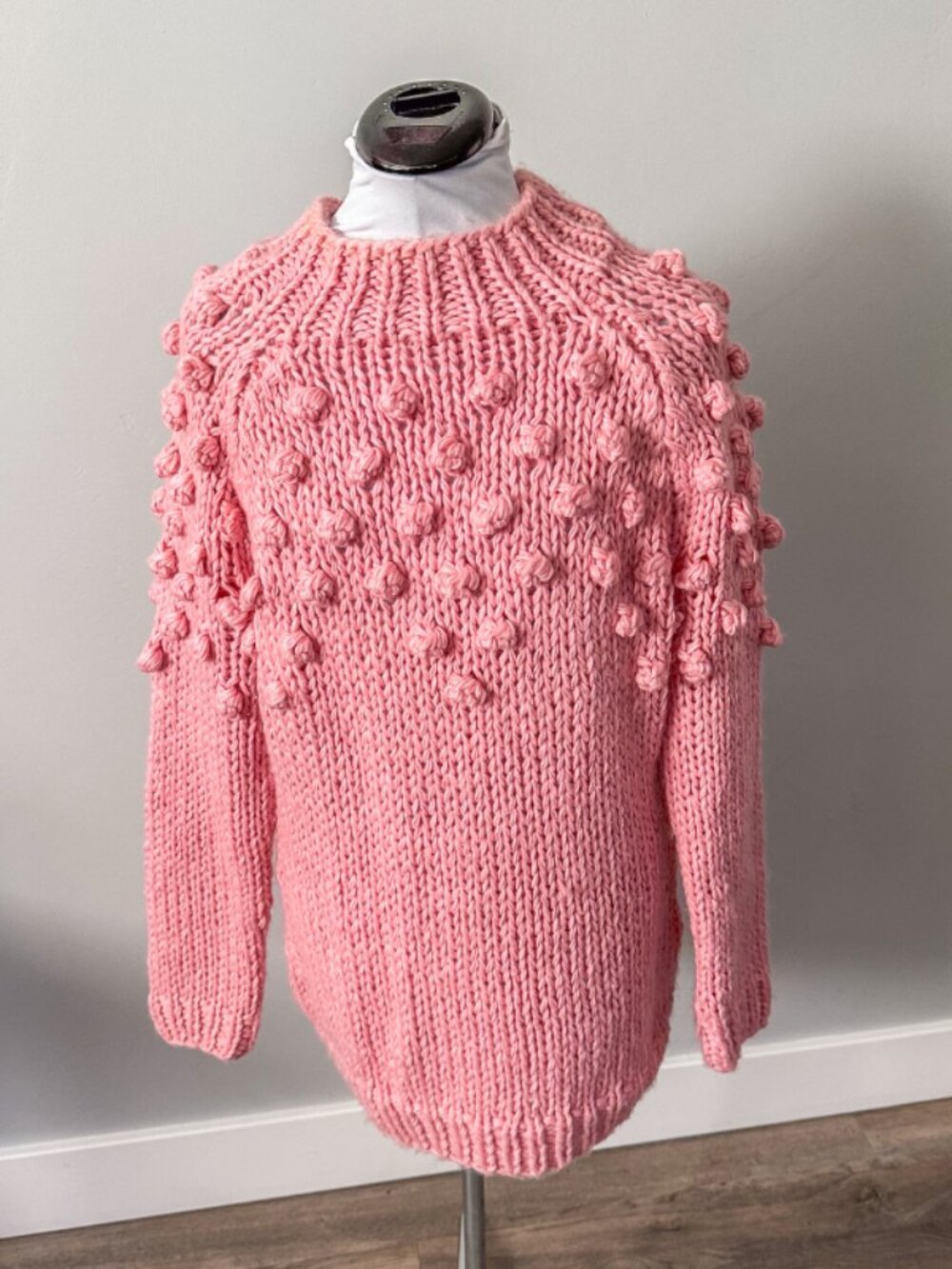 Oddi Pink Cotton Chunky Knit Pom Pom Sweater